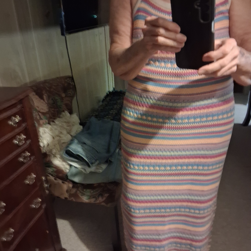 No Boundaries Multicolor Striped Midi Dress